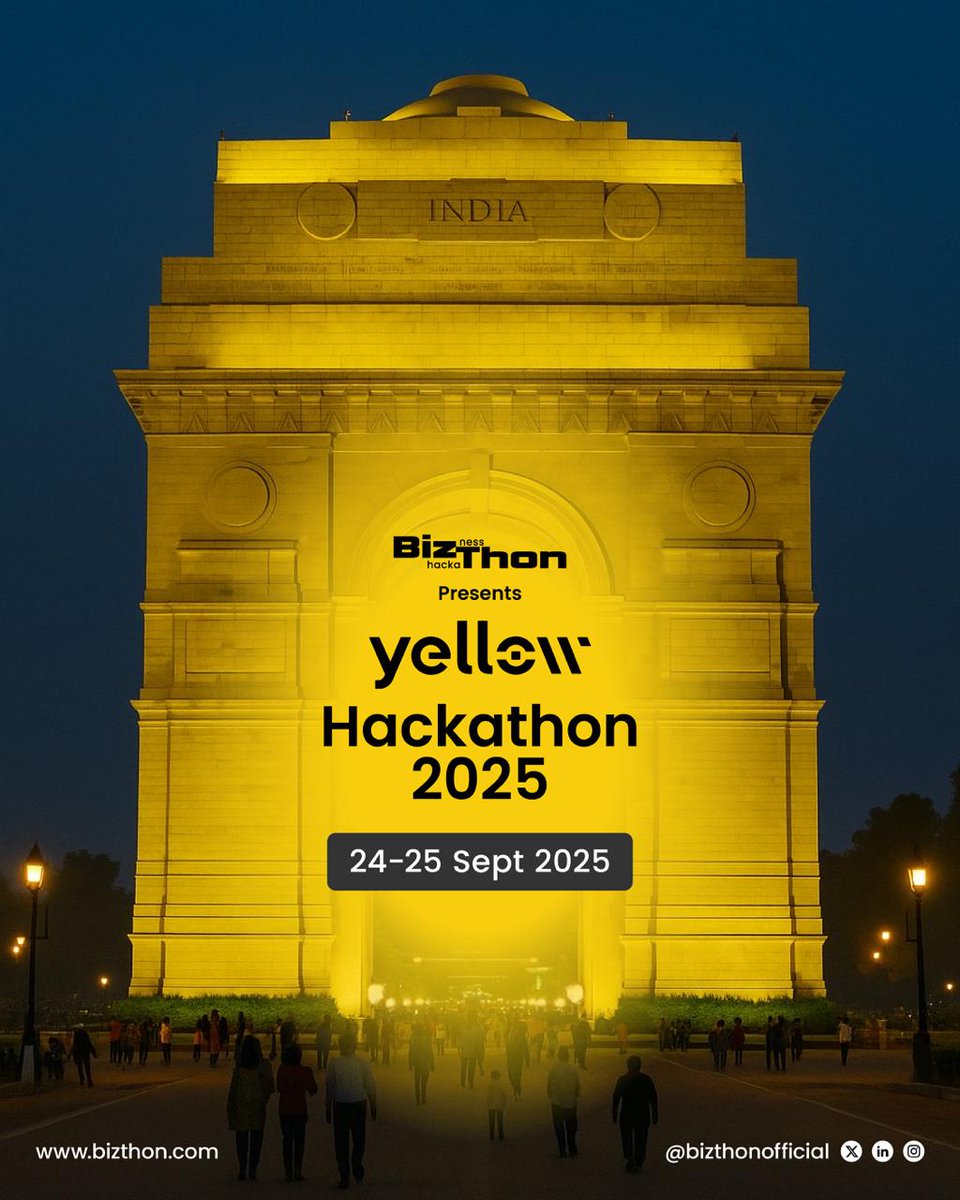 India’s capital turns YELLOW 🟡

Join us at IIT Delhi | Sept 24–25 for the <a href="/Yellow/">Yellow</a>  Hackathon 2025, hosted by BizThon, that powers the next wave of Web3.

#YellowHackathon #WAGMI #BizThonInYellow