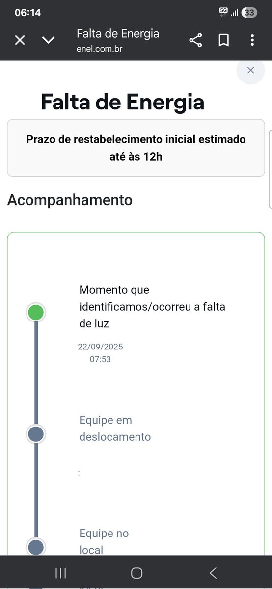 edsoncavalcante's tweet photo. Enel nao informa o motivo, usa essa mesma tela desde ontem aqui no Condominio Seleto em Osasco SP.  Ontem o prazo era 22 horas, depois 5 da manha e agora as 12h #enel #faltadeenergia #enelsp https://t.co/ECWHkOj7Lt