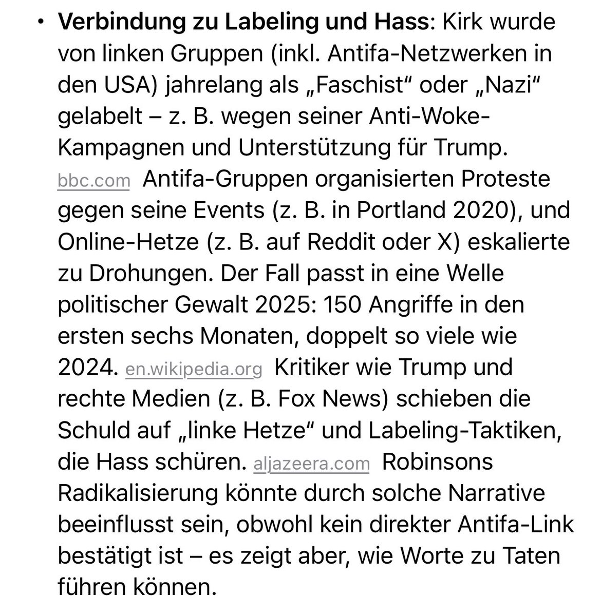 <a href="/0_7_user/">0⚡7</a> Nein nicht Antifaschismus, sondern die Antifa, die durch Hass, Hetze und Lügen für Unruhe und Gewalt, sei es körperlich oder verbal, in der Gesellschaft sorgt! 

Antifa nutzt Nazimethoden und Labelt ihre Gegner,  um sie auch zu Gegnern in der Bevölkerung zu machen.(wie auch bei