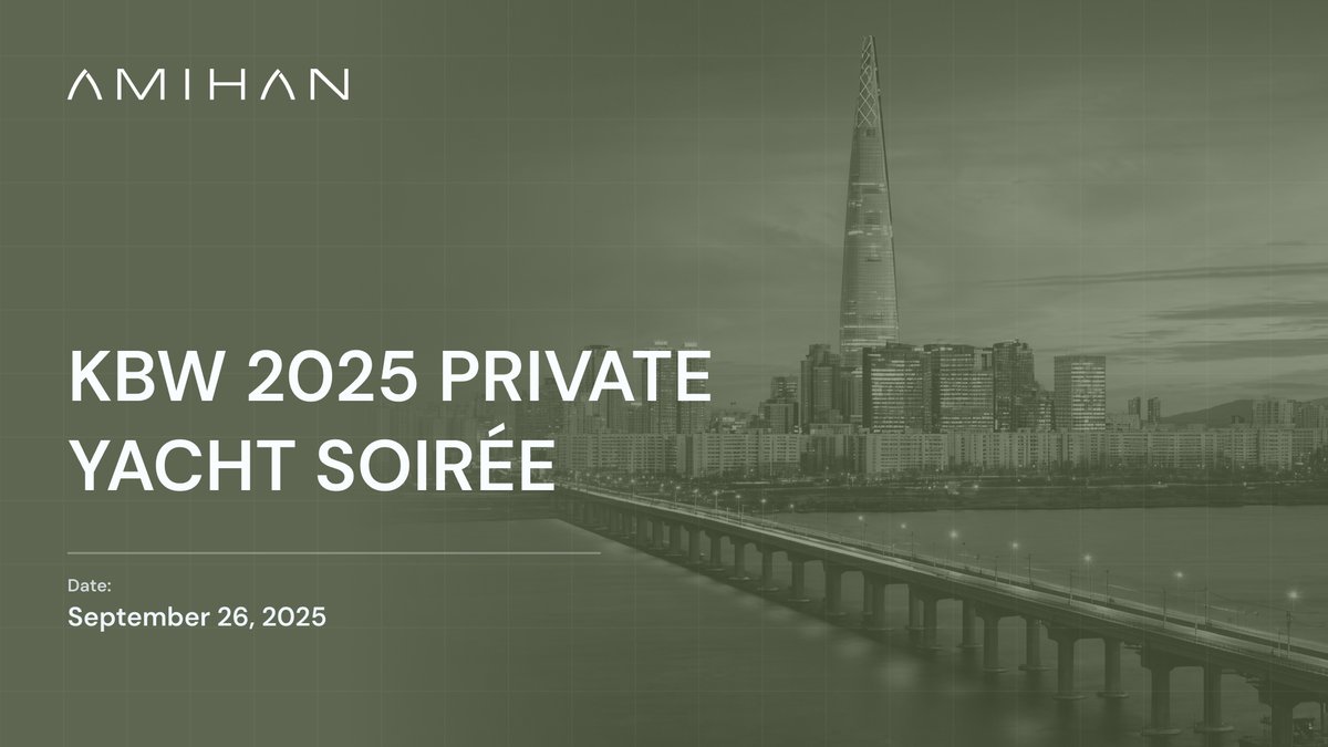 Seoul in September 🇰🇷

The city fills with energy as leaders across blockchain come together for <a href="/kbwofficial/">#KBW</a>. By day, it’s panels and stages. By night, the skyline tells a different story.

Amihan is co-hosting a private yacht gathering on the Han River, a quieter space to