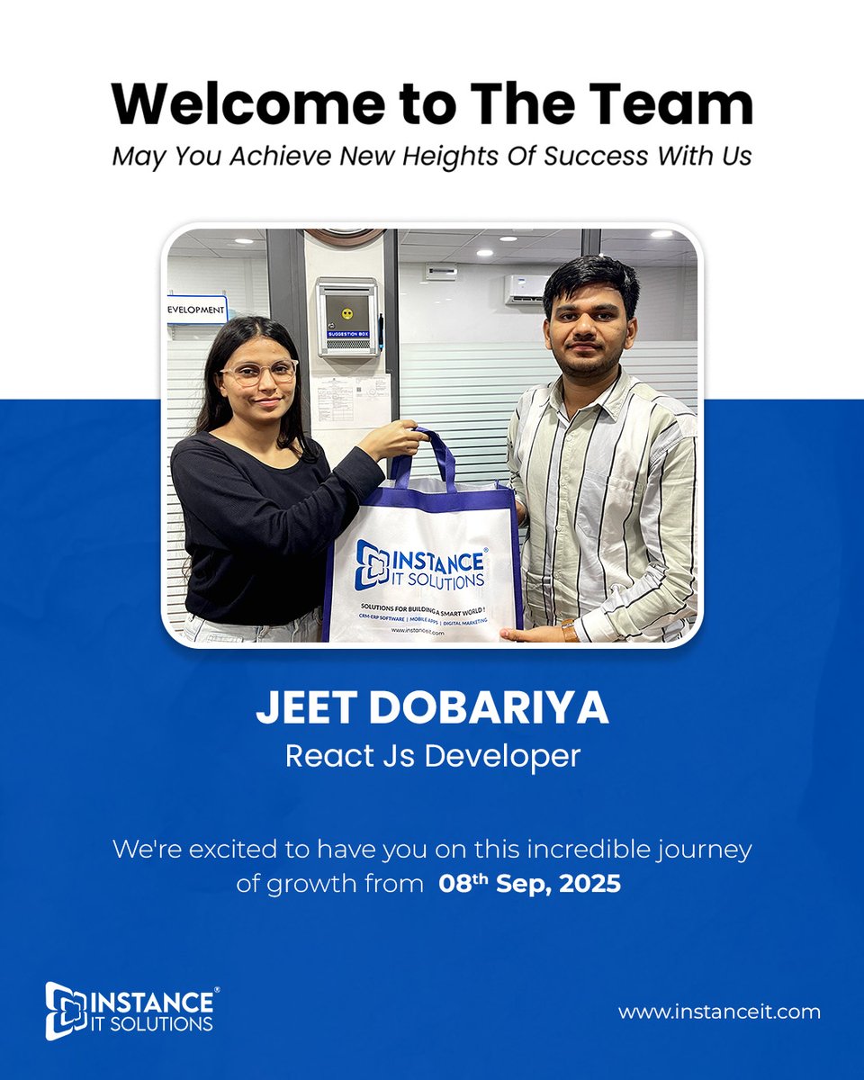 instance_it's tweet image. Welcome aboard, we can’t wait to achieve milestones with you! 🙌
Here’s to new opportunities, exciting challenges, and collective growth together. 💙

#InstanceITSolutions #WelcomeOnBoard #NewJoiners #SeptemberJourney #TeamGrowth #InnovationTogether #WorkplaceCulture