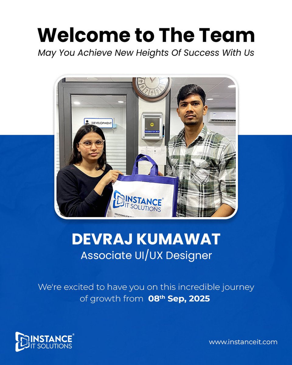 instance_it's tweet image. Welcome aboard, we can’t wait to achieve milestones with you! 🙌
Here’s to new opportunities, exciting challenges, and collective growth together. 💙

#InstanceITSolutions #WelcomeOnBoard #NewJoiners #SeptemberJourney #TeamGrowth #InnovationTogether #WorkplaceCulture
