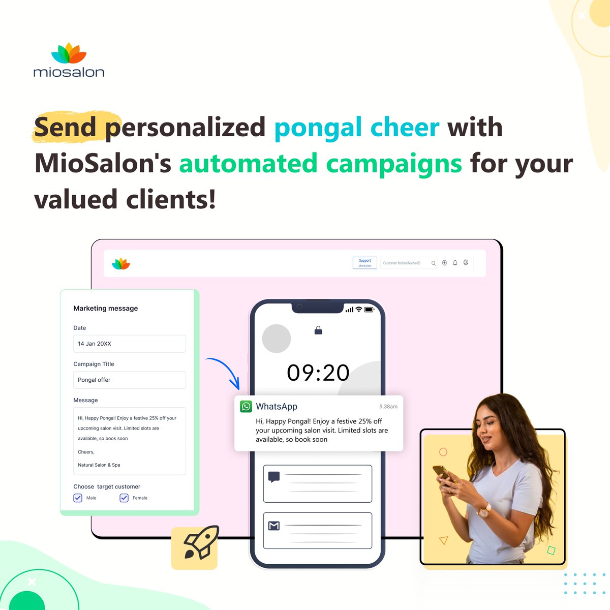 Harry371021's tweet image. ✨ Celebrate Pongal with the best spa software in USA!
Send personalized greetings & offers with MioSalon’s automated campaigns. 🎉
#SpaSoftware #SalonMarketing #Pongal2026