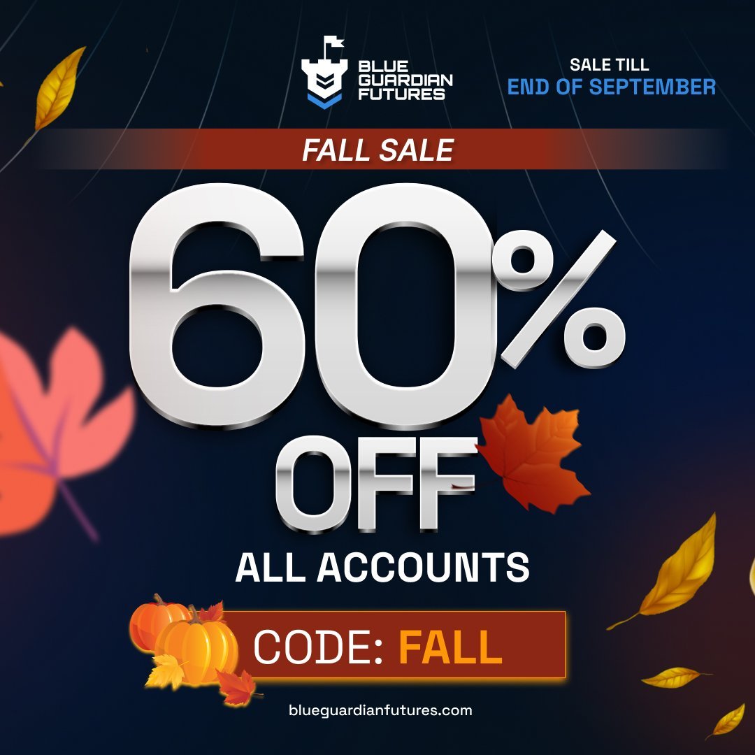 60% OFF all accounts - limited time offer! 🍁

✔️ No activation fees
✔️ Weekly payouts with 100% profit split
✔️ 48-Hour payout guarantee or $200 extra

Use code "FALL" now at 👉checkout.blueguardianfutures.com/ref/437/