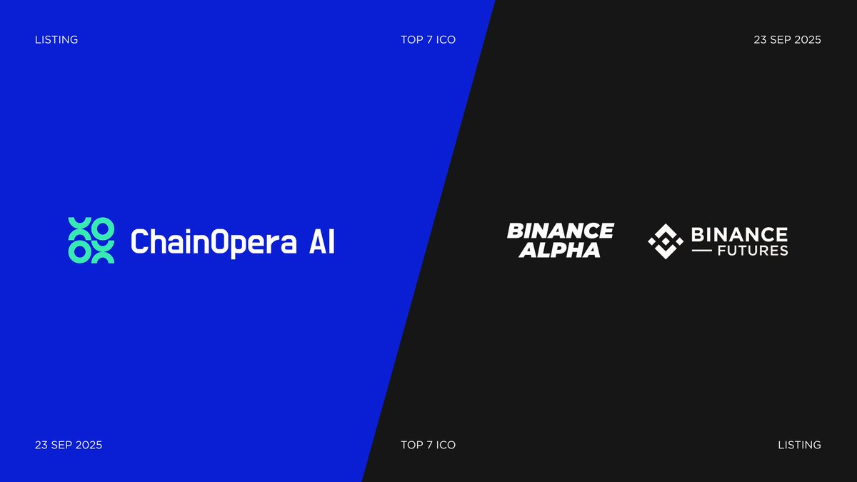 ChainOpera AI [COAI] will be listed on Binance Alpha and @BinanceFutures on  September 25 @ChainOpera_AI AI $COAI will conduct initial listing on  Binance Alpha on September 25, at 7:00 UTC. Meanwhile, Binance