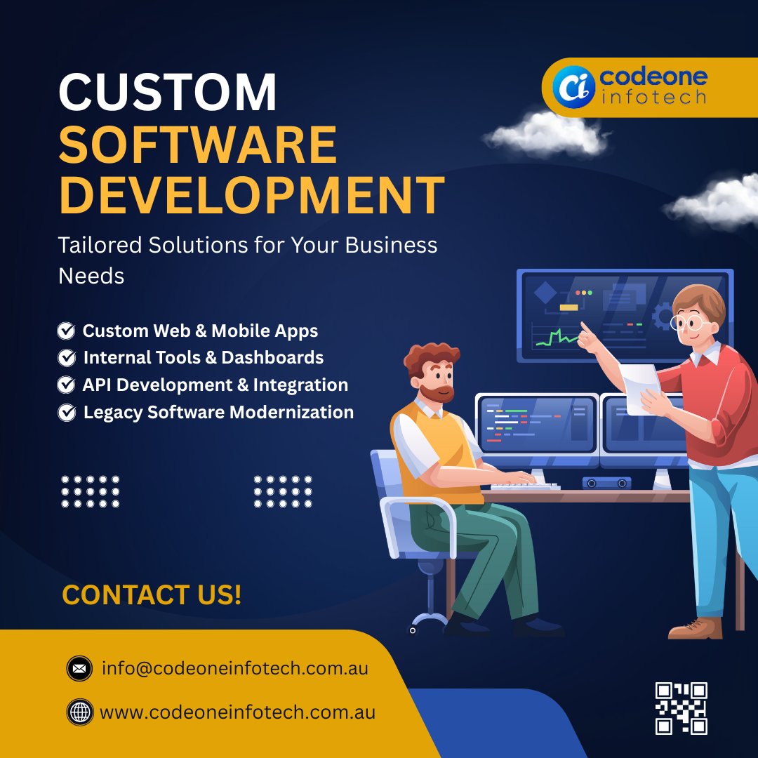 codeoneinfotech's tweet image. 💻 Custom Software Development for Your Business Growth 🚀
At CodeOne Infotech, we build tailored software solutions that match your unique business needs. From smart apps to advanced integrations –we’ve got you covered.
👉 Let’s turn your ideas into powerful digital solutions