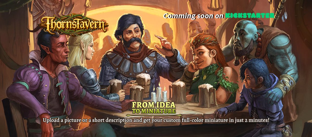 thornstavern's tweet photo. Thorns Tavern: From Idea to Full-color Custom Miniature will be launching on Kickstarter in this October. 🙋
You can already find us on Kickstarter now, and we have even more exciting events and surprises on the way.
👉Follow our Kickstarter page and click “Notify me on launch” to subscribe for updates, exclusive content, and an Early Bird discount! 👀https://t.co/HhTwj3S4hI