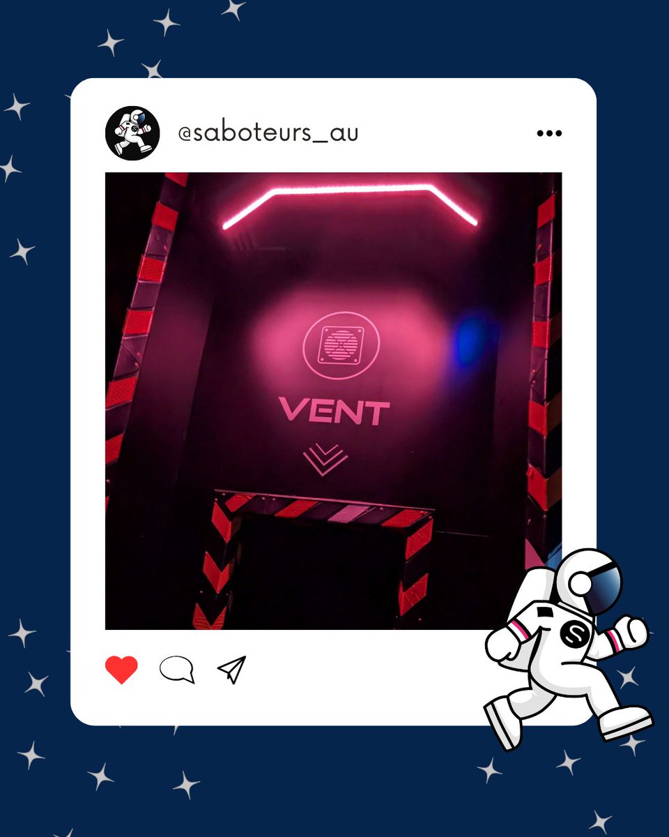 Saboteurs_au's tweet photo. Have you crawled your way through the vent in our Dark Map game space yet? 👀

🎟️ https://t.co/ojOVHWrs63
🔗 Link in bio

#saboteurs #melbourneactivity #melbournetodo #melbournesights #melbournefunactivities #melbournethingstodo #melbournefamilies #melbournekidsactivity https://t.co/iaLtC2erct