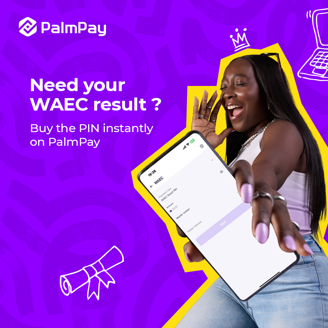 palmpay_ng's tweet image. Checking your WAEC result just got easier!

Buy your WAEC Result PIN instantly on the PalmPay app today.

Fast. Secure. Reliable.

Download PalmPay now to start