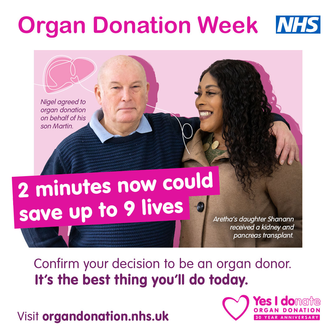 Organ Donation Week. More people than ever need a transplant. You can help. Add your name to the NHS Organ Donor Register Now..  organdonation.nhs.uk

#OrganDonationWeek #BeADonor #sheffield #organdonation <a href="/SheffieldHosp/">Sheffield Hospitals</a> <a href="/MahmudNawaz/">Mahmud Nawaz</a> <a href="/NHSSYICB/">NHS South Yorkshire</a> <a href="/michaeljhewer1/">Mikey Hewer</a> <a href="/EmmaLatimer3/">Emma Latimer 💙</a>