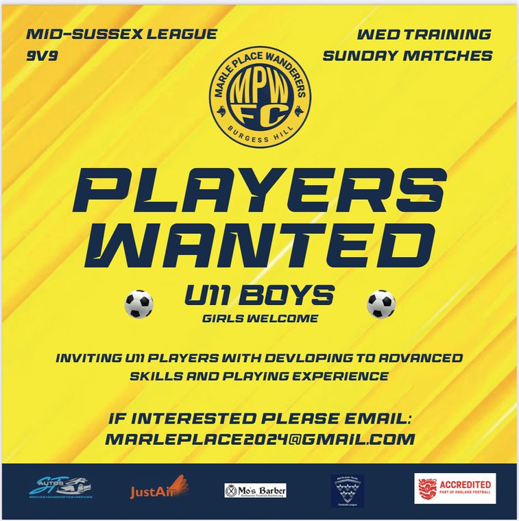 Join Marle Place U11s – Sunday League Football in Burgess Hill #Pitchero
marleplacewanderers.com/news/join-marl…