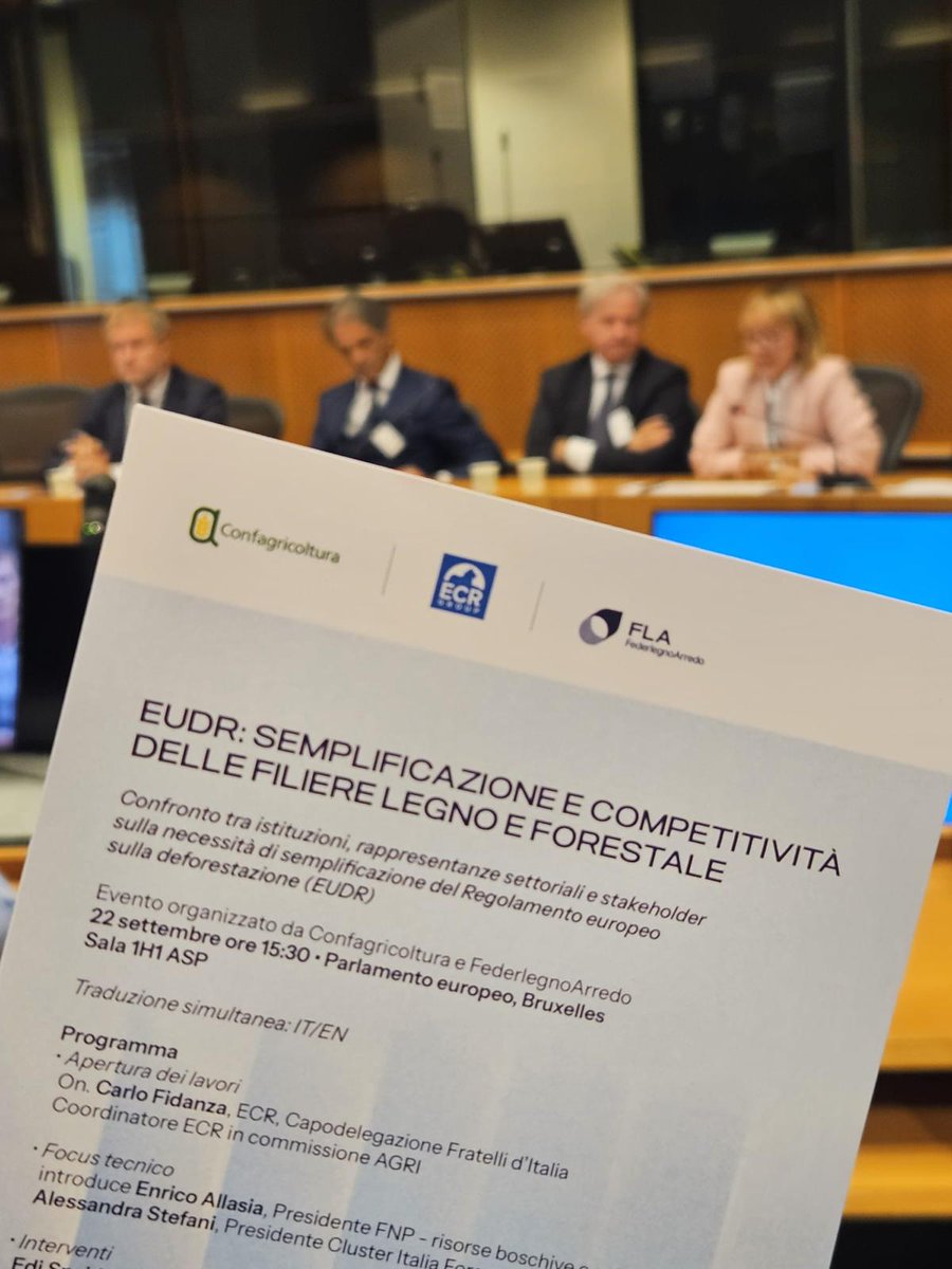 🌳 EUDR, #Confagricoltura e <a href="/Federlegno/">FederlegnoArredo</a>  a Bruxelles: servono semplificazione dei nuovi obblighi e maggiore attenzione per le PMI del settore
📌 “Occorre riconoscere ai proprietari forestali italiani il lavoro già svolto fino ad oggi con sgravi e semplificazioni burocratiche.