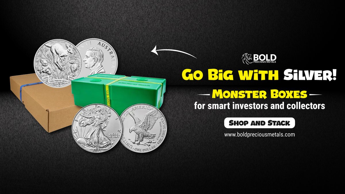 Bold_PM's tweet photo. Silver Monster Boxes📦

Go big with silver!💥Monster Boxes are the smart choice for investors and collectors who want serious stacking power.

Shop now at BOLD Precious Metals
https://t.co/aOfSAeGUWO

#SilverInvestment #StackSilver #MonsterBox #SmartInvestors #BoldPreciousMetals https://t.co/qQFafKsCOi