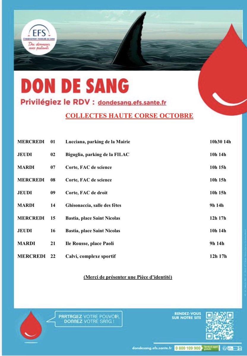 👍👍Nous pouvons tous en avoir besoin. Vous aussi faites ce geste : DONNEZ VOTRE SANG !! 👨‍🚒🚒
