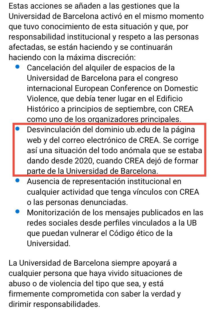 Hemos puesto en conocimiento de <a href="/UniBarcelona/">Universitat de Barcelona</a> la posible vulneración de una de las acciones que tomó en su comunicado tras #LoDeFlecha

Esta página web sigue usando a la UB y parece que sigue vinculando a la UB con CREA. 

creaub.info/2014/08/25/201…