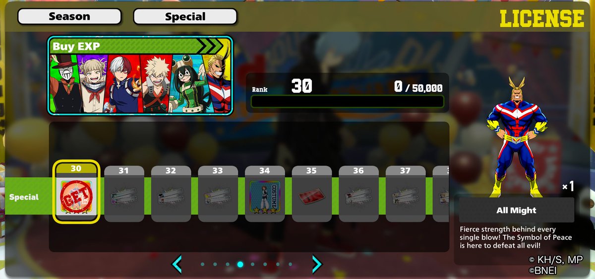 MyHeroUR's tweet image. Special License Update!
The Special License will soon add new Ranks 31-60.
Rewards for the new ranks will include a new nameplate, and PUR costumes for Uraraka, Bakugo, and Asui!
#MHUR