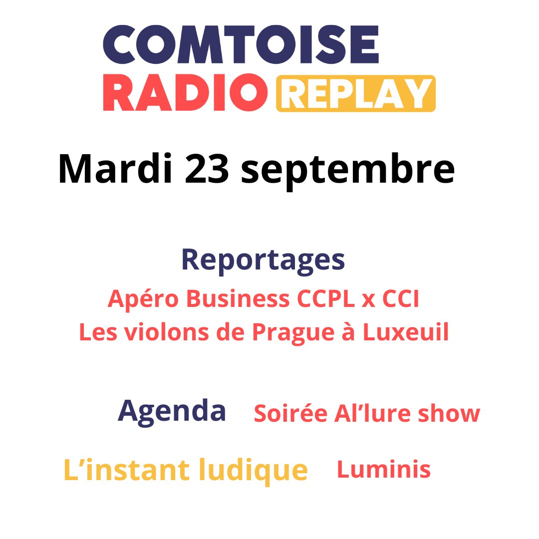 🎧 REPLAY COMTOISE RADIO
👉 Retrouvez tous nos replays sur l'appli Comtoise Radio et sur comtoiseradio.fr