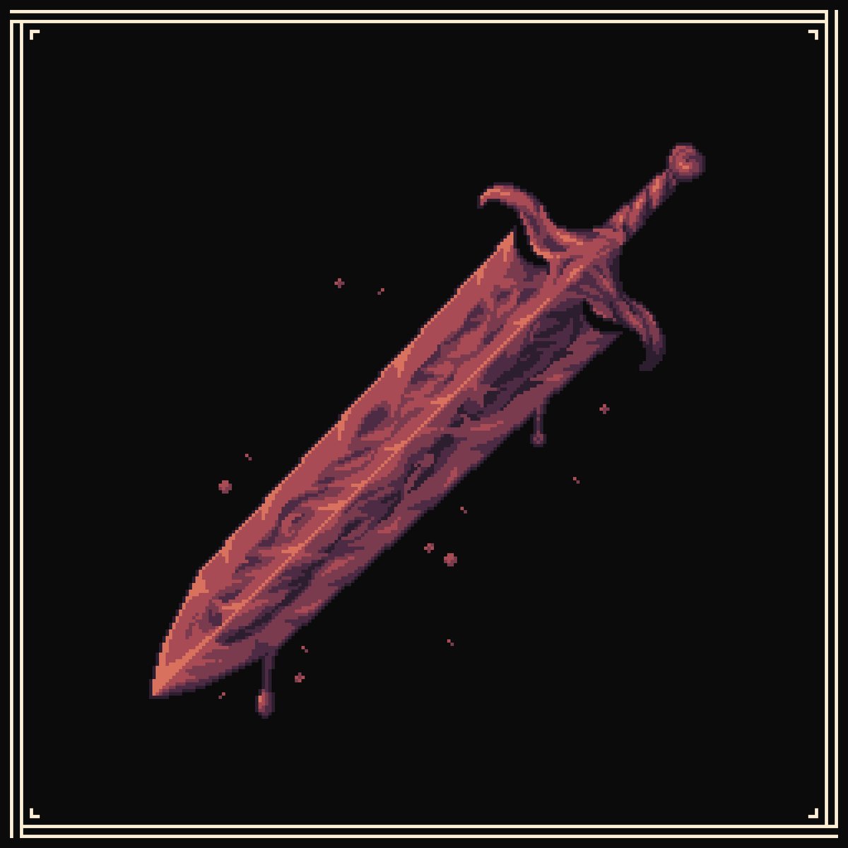 🩸 Hemogore 👹 

A cursed greatsword of living flesh, dripping with bloodlust and thrumming with demonic hunger
#pixelart #ドット絵 #swordtember