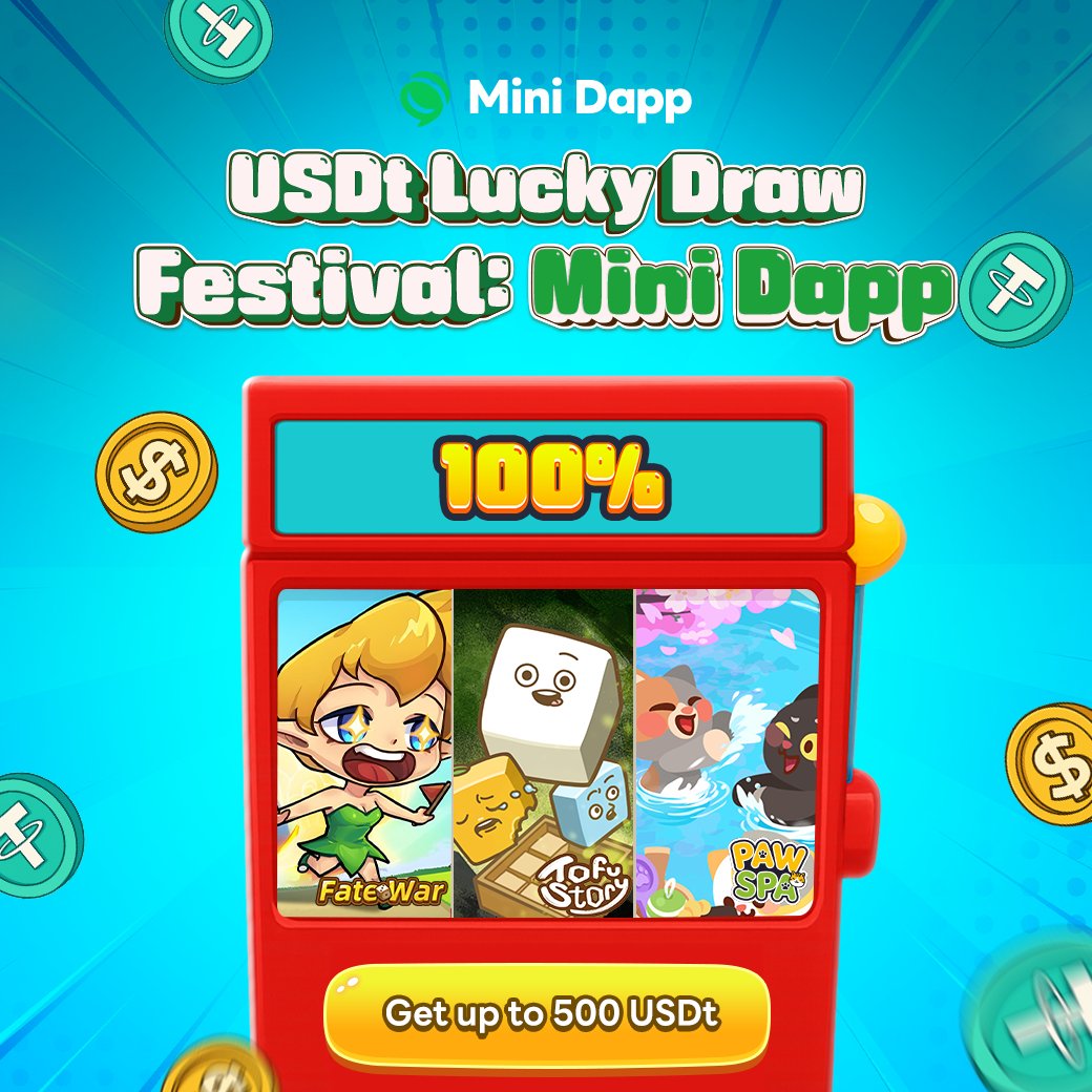 🎉 USDt Lucky Draw Festival: Mini Dapp 🎉

Join the Lucky Draw with 100% chance to win and get up to 500 USDt!

Connect wallets of 3 popular Mini Dapps and grab up to 3 lucky chances! 🍀💰

🎯 Join the Lucky Draw: lin.ee/wqXKiOa 🎯

🚀 Lucky Draw Missions
1️⃣ Connect your