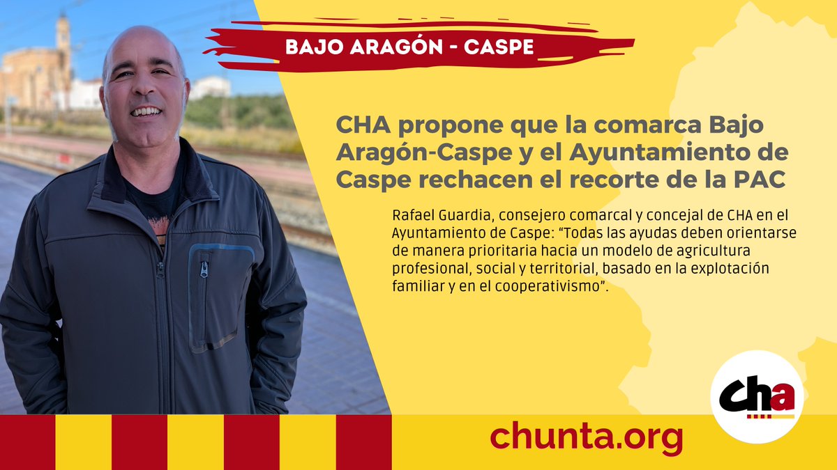 🚜 CHA propone que la comarca Bajo Aragón-Caspe y el Ayuntamiento de Caspe rechacen el recorte de la PAC

Rafael Guardia: "Todas las ayudas deben orientarse de una manera prioritaria hacia un modelo profesional  social y territorial"

🔗 chunta.org/cha-propone-qu…
