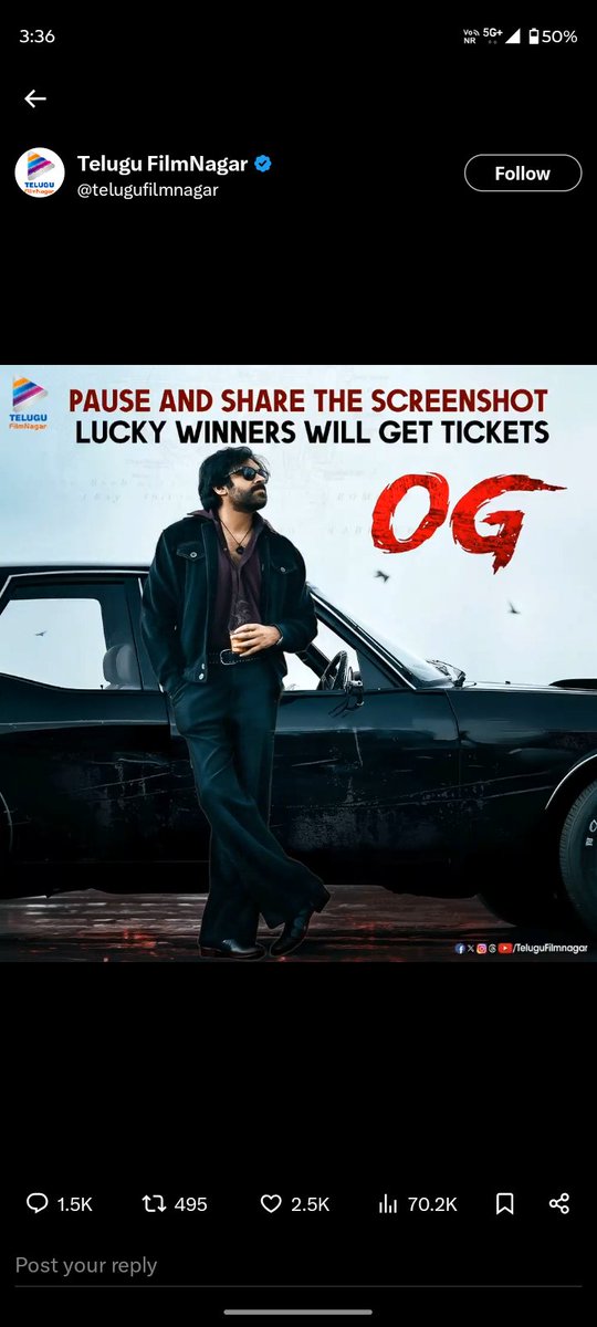 sumanth028's tweet photo. @telugufilmnagar #OG https://t.co/uaOsAL1csm