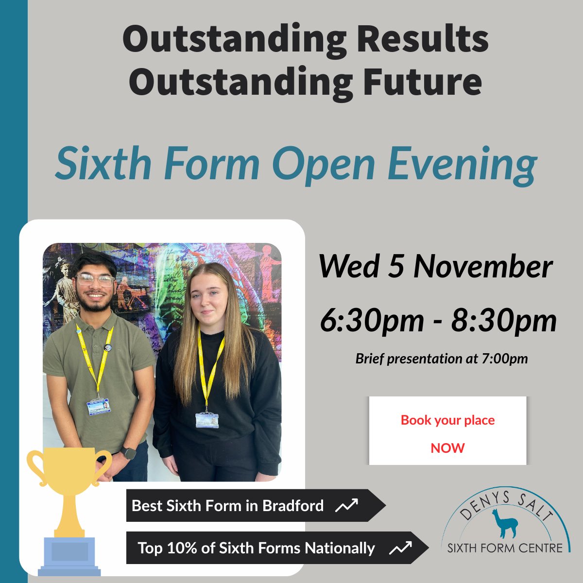 Our Sixth Form Open Evening is Wed 5 November, 6:30pm-8:30pm. See what makes us one of the country’s best sixth forms &amp; find out how you can join outer growing community. Your outstanding future is closer than you think!

💻tinyurl.com/ycx58c6y

<a href="/TitusSaltSchool/">Titus Salt School</a> #sixthform