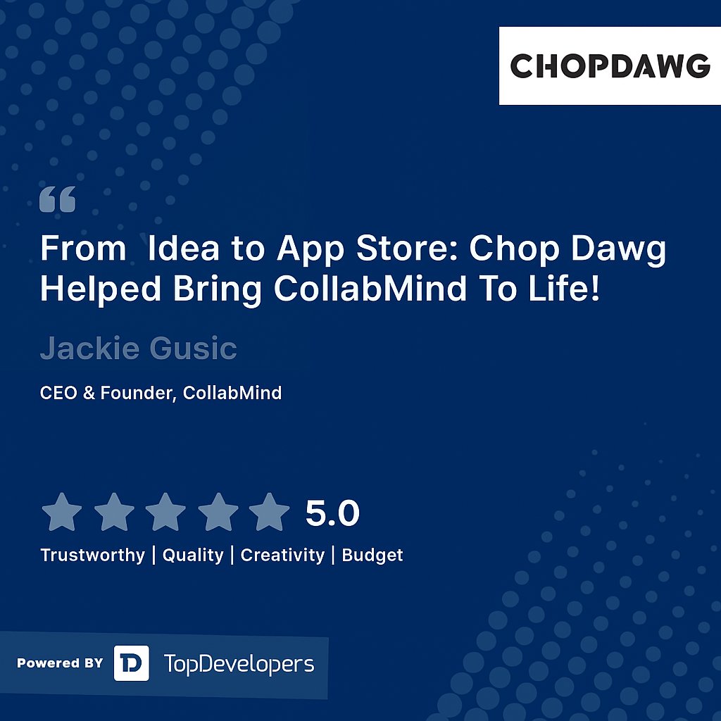 TopDevelopersCo's tweet image. “From Idea to App Store: Chop Dawg Helped Bring CollabMind to Life!” An excited client reviewed @chop_dawg on TopDevelopers.co recently!
Read a review here: topdevelopers.co/profile/chopda…
#mobileappdevelopment #webdevelopment #softwaredevelopment #ecommercedevelopment #tdreview