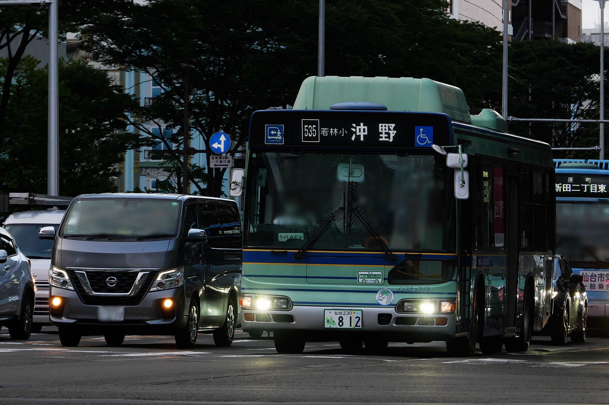 仙台市交通局　長町営業所（羽深製作所80コマタイプ）後面方向幕　一本物 仙台市交通局 長町営業所（羽深製作所80コマタイプ）後面方向幕 一