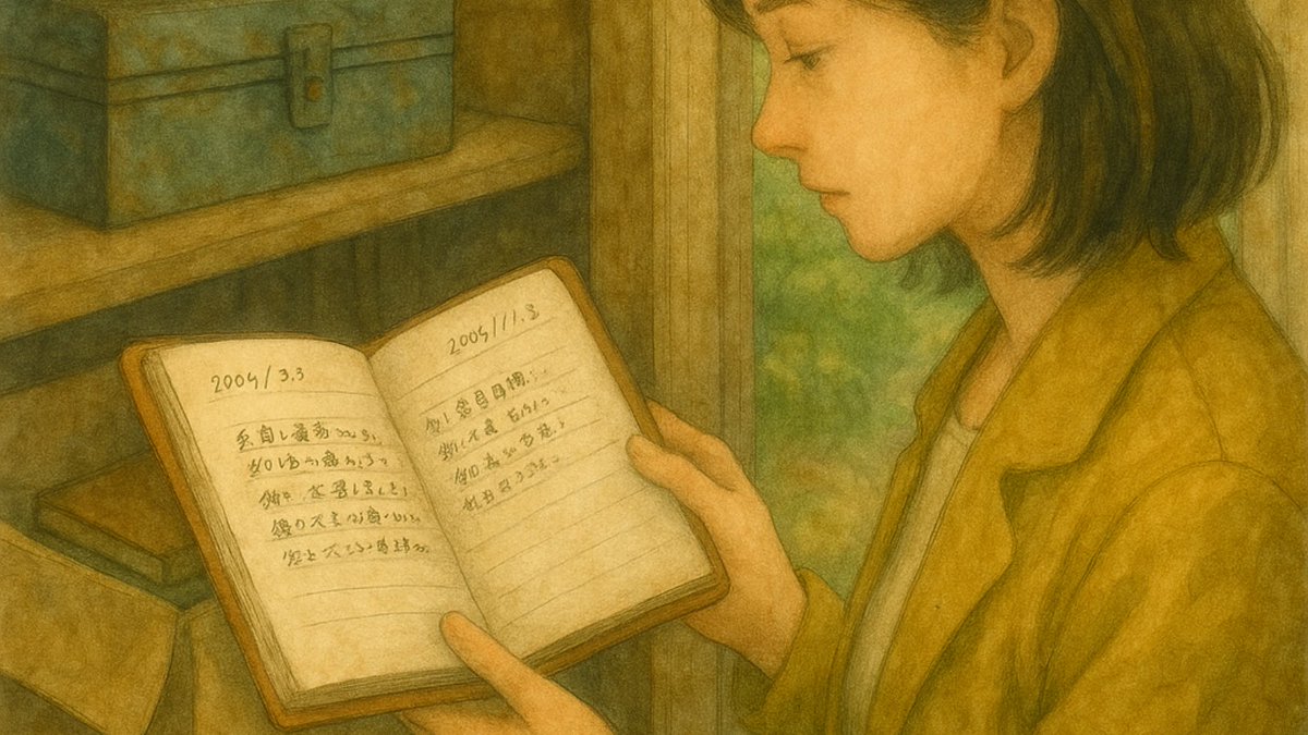 「最後の鍵はどこにある」｜日記の断片 2/5

家の庭にまわると、小さな物置があった。
中には、埃をかぶった工具箱と、封の切られていない段ボール。

箱を開けると、そこには古い日記帳が数冊あった。
書き手は「ミツエ」という女性。

《2004年5月2日》