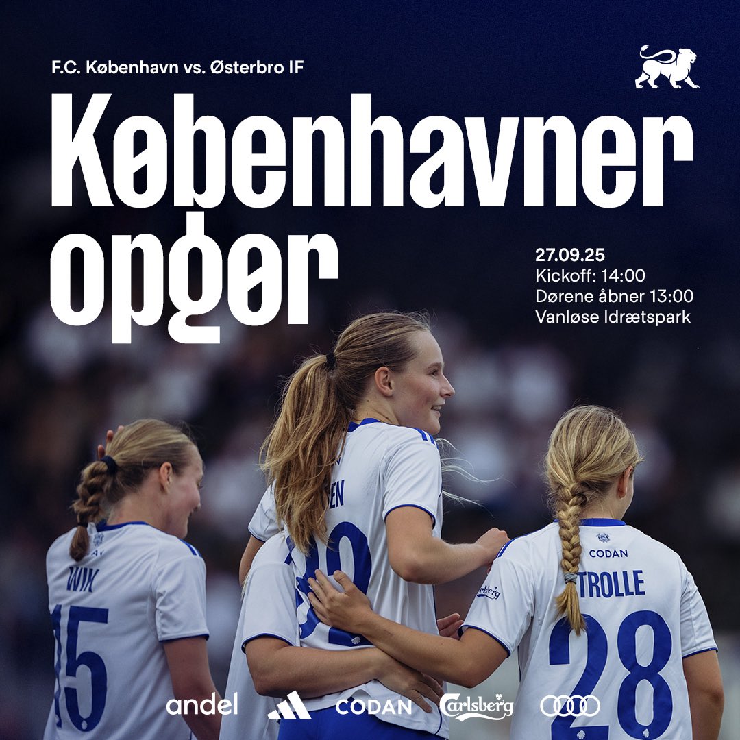 Topkamp for Løvinderne på lørdag, når Østerbro IF gæster Vanløse Idrætspark. Kickoff kl. 14:00 ⚪️🔵🟣

Main Partnerne giver fri adgang fra kl. 12, med aktiviteter inden kickoff kl. 13. Læs mere⤵️🧵

#fcklive