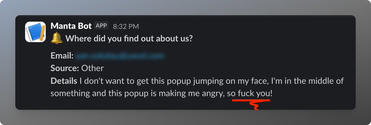 pro tip: DONT add a "where did u find out about us" survey on your saas

users hate them 🥲