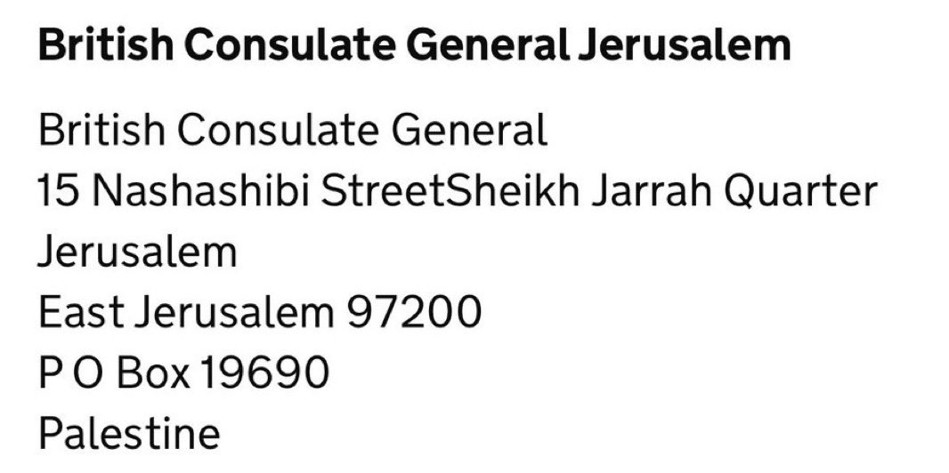 NiohBerg's tweet image. The UK has changed its Jerusalem consulate address to say "Palestine" instead of Israel.
Israel should honestly just cut off relations with this island and kick out every British diplomat.