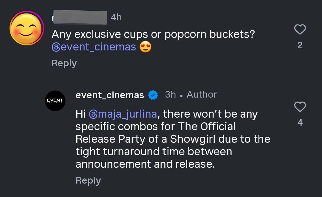 Swifties of AUSTRALIA 🇦🇺❤️🔥 (@swiftiesofaus) on Twitter photo 🚨: <a href="/event_cinemas/">Event Cinemas</a> on exclusive cups or pocorn buckets for The Release Party of a Showgirl 🍿🥤
"there won't be any specific combos for the official release party of a showgirl" 🚨: <a href="/event_cinemas/">Event Cinemas</a> on exclusive cups or pocorn buckets for The Release Party of a Showgirl 🍿🥤
"there won't be any specific combos for the official release party of a showgirl"