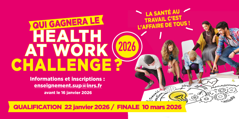 INRSfrance's tweet image. 🏆Lancement du Health at work challenge 2026 ‼️L’INRS organise la 3ème Edition du #HealthAtWork challenge destiné aux étudiants de 1er cycle et de 2e cycle d’écoles d’ingénieurs et de management🎓Pour en savoir➕👉inrs.fr/services/forma…