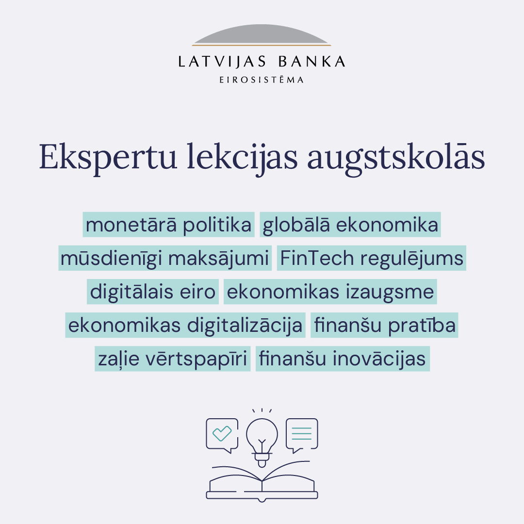 LatvijasBanka's tweet photo. 🔔 Atvērta pieteikšanās mūsu ekspertu vieslekcijām augstskolās!

Ņemot vērā studentu izteikto interesi, šajā semestrī piedāvājam jaunu lekciju – par finanšu pratību. Kopumā šajā semestrī pieejamas 13 lekcijas.

🔗 Plašāka inform��cija un pieteikšanās: https://t.co/rWLyt1baKf https://t.co/e14gEQ5zR4