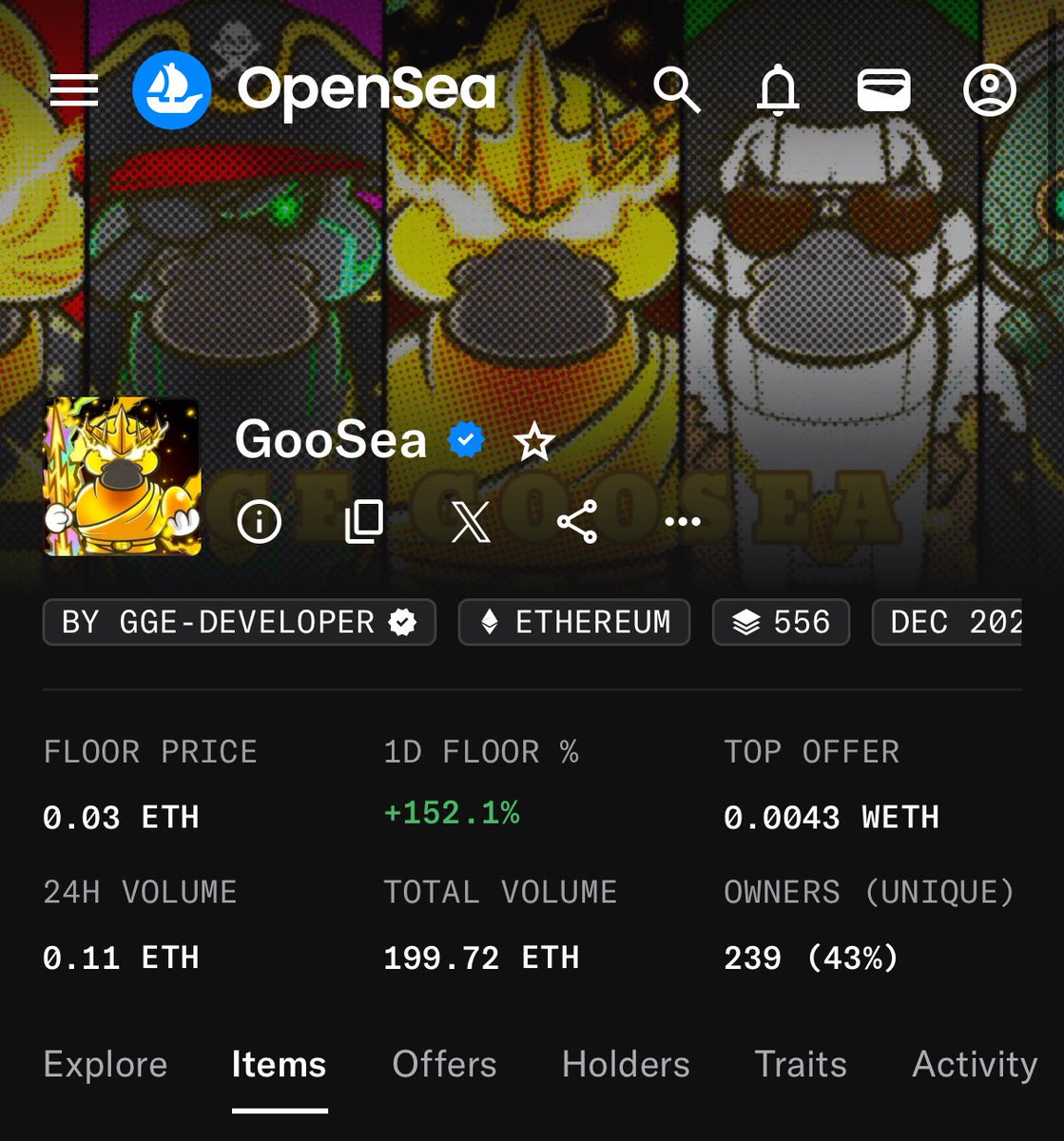 GooSea 12スイープ🧹
フロアもなんか上がったみたいねꉂ🤣w𐤔

GooSeaようやく14ホルダーになりまた🔥
<a href="/ANIKing44/">ANIKing☀️GGE🌕official</a> 盛り上げていきますうぇ〜い(● ˃̶͈̀ロ˂̶͈́)੭ꠥ⁾⁾

どんどんGGE広めて盛り上げよう！