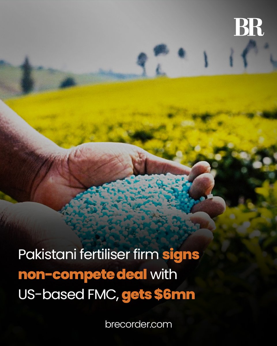 brecordernews's tweet image. United Distributors Pakistan Limited has entered into a non-compete arrangement with FMC Corporation, under which the US-based firm has paid UDPL $6 million as consideration.

brecorder.com/news/40384131/…

#UDPL #fertiliser #brecordernews