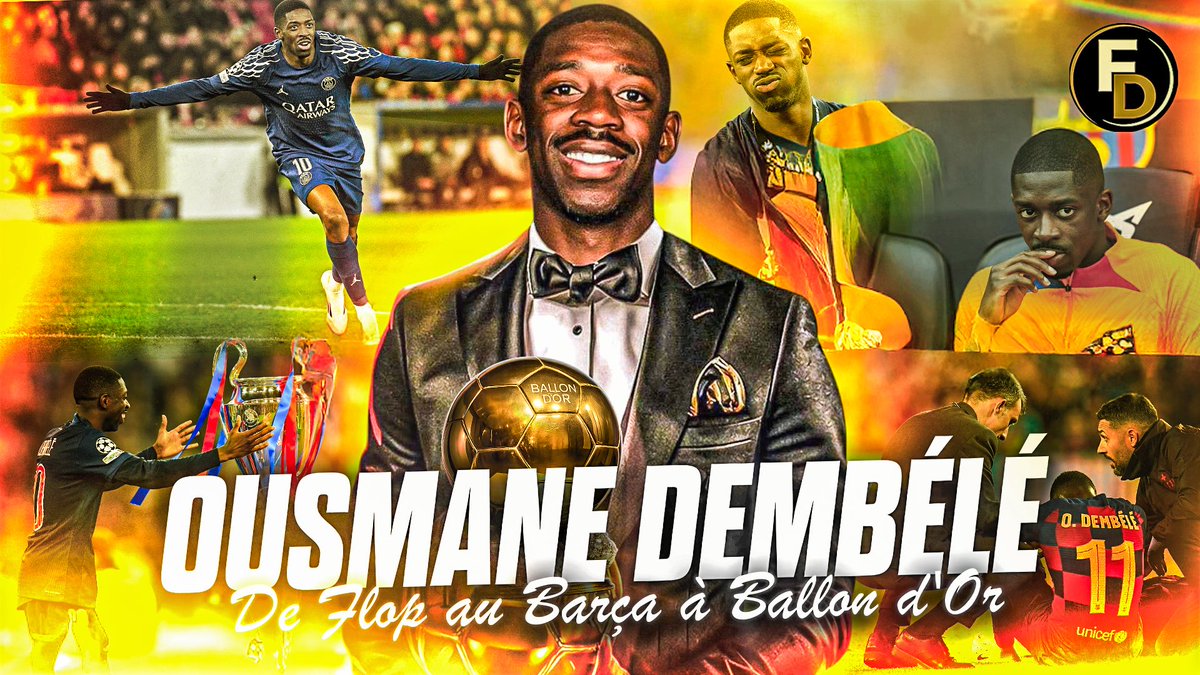 #YouTube 🎥: Ce n'était pas du tout prévu, mais j'ai voulu lui rendre hommage, et j'ai travaillé cette vidéo toute la nuit !

Ousmane Dembélé 🇫🇷 n’est plus ce prodige incompris, il est désormais le sixième Français à avoir remporté le Ballon d’Or.

Lien : youtu.be/sCrjN_ma0e0
