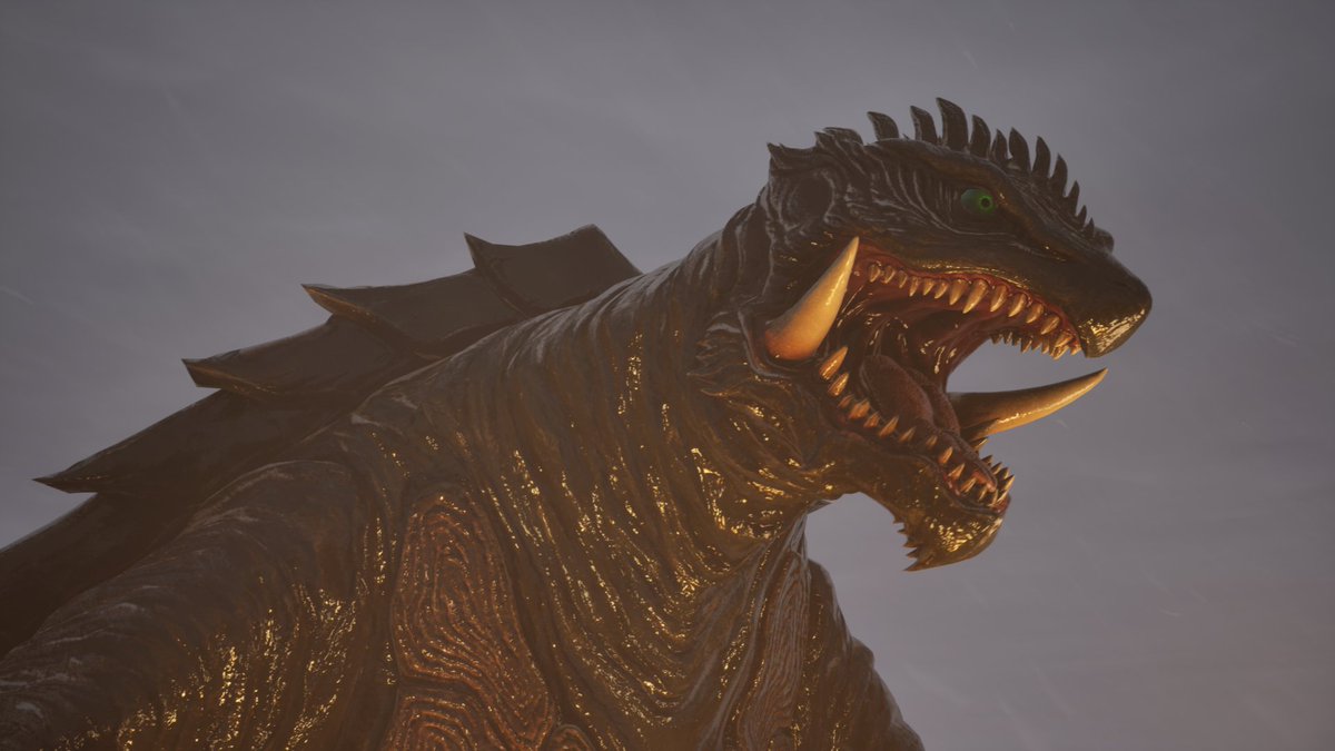 boowygon's tweet image. ちょっと光量と位置変えるだけでも結構印象変わる。
迷う…
#ue5 #UnrealEngine #3dcg #ガメラ #gamera