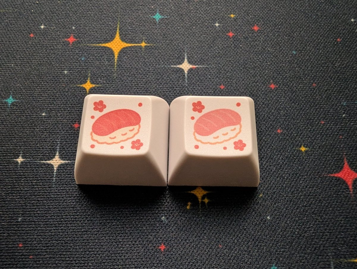 ryuichio1's tweet photo. kawaii sushi keycaps! thank you @keyreative_ https://t.co/Y8MIqRs0l3