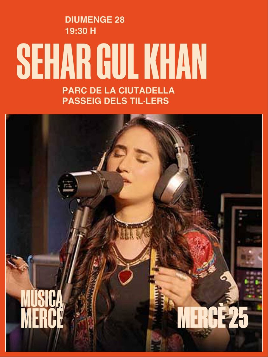 ✨ Aquest diumenge la #Mercè25 viatja al Pakistan amb la reconeguda artista Sehar Gul Khan!

🎶 La Sehar Gul Khan és una de les veus emergents més destacades del #Pakistan, reconeguda pel prestigiós programa #CokeStudio. La seva cançó “Bol Kafara Kia Ho Ga” és un èxit a tota Àsia
