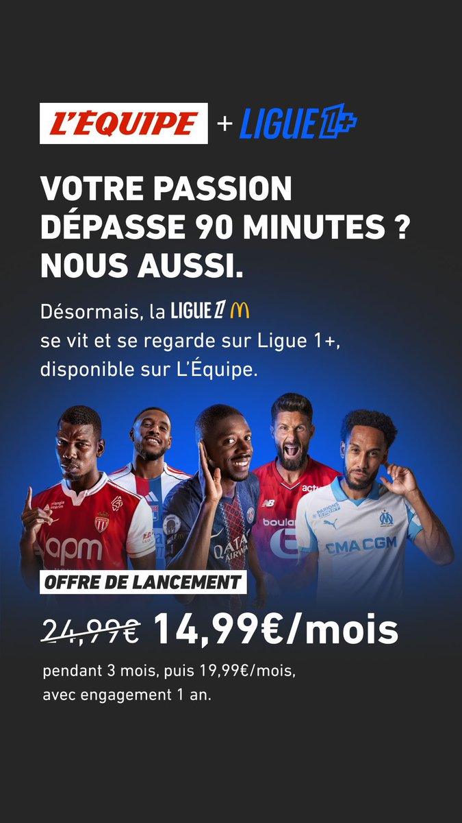 🚨 Dès ce vendredi, Ligue 1+ arrive sur <a href="/lequipe/">L'Équipe</a> ! ⚽🔥
Accessible directement via abonnement 👉 ne manquez rien de la saison !

#Ligue1 #LEquipe #Football