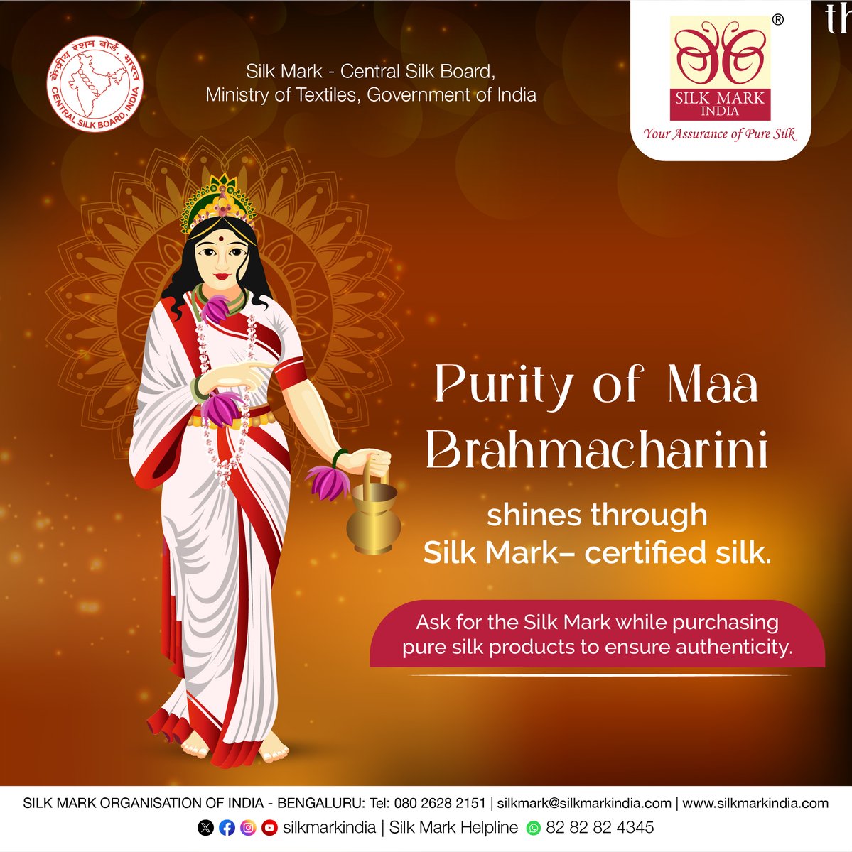 silkmarkindia's tweet image. Nine days of tradition, nine tones of beauty, celebrate the season with the charm of pure silk.
Look for the Silk Mark label and embrace authenticity this festive season.
Heritage sparkles brighter when it’s truly timeless.

#SilkMark #Navaratri2025 #PureSilk #FestiveElegance