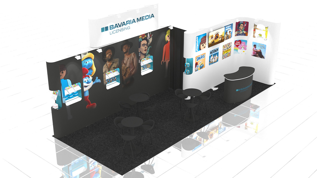 Quadrant2Design's tweet image. Clean 8m x 3m Corner #Exhibition Stand Idea for Bavaria Media.