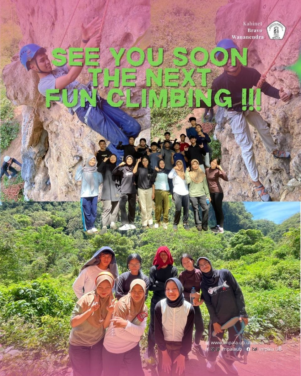 impalaub's tweet photo. 🧗‍♂️ Fun Climbing IMPALA UB – Lembah Kera Edition 🌿
Kegiatan Fun Climbing kali ini berlangsung di tebing Lembah Kera, kecamatan pagak, Kabupaten malang
Selain menjadi ajang olahraga panjat tebing, kegiatan ini juga menjadi sarana mempererat kebersamaan, melatih keberanian, serta meningkatkan kepedulian terhadap alam. 🌱

Terima kasih kepada seluruh peserta yang telah berpartisipasi dan membuat kegiatan ini berjalan dengan lancar. Sampai jumpa pada kegiatan selanjutnya! ✨

BRAVO !!!
———————————————
Info lebih lanjut, kunjungi kami di:
Website: https://t.co/gSY9rvWhKj
Instagram: @impalaub
Twitter: impalaub
Facebook: IMPALA UB
Youtube: IMPALA UB

#IMPALAUB #mapalaindonesia #mapala #mapalamalang #universitasbrawijaya #pencintaalamindonesia #ub #impala