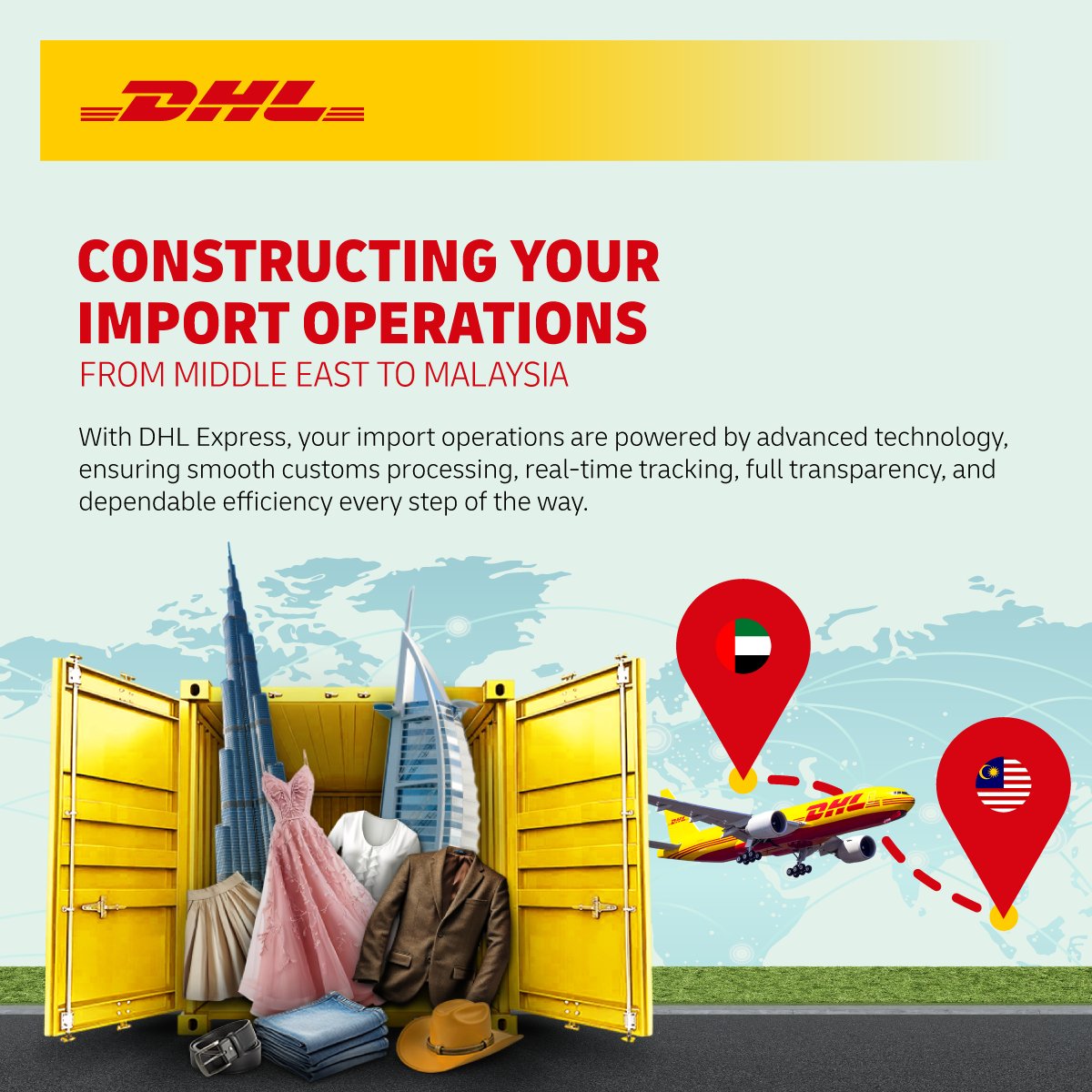 Expanding your business with the Middle East?

We make every connection easier.

With DHL Express, your shipments move with the speed and security your business can rely on.

Ship fast. Ship easy. Ship with peace of mind. ⚡ 

🚀 Get a business account: bit.ly/import-middlee…