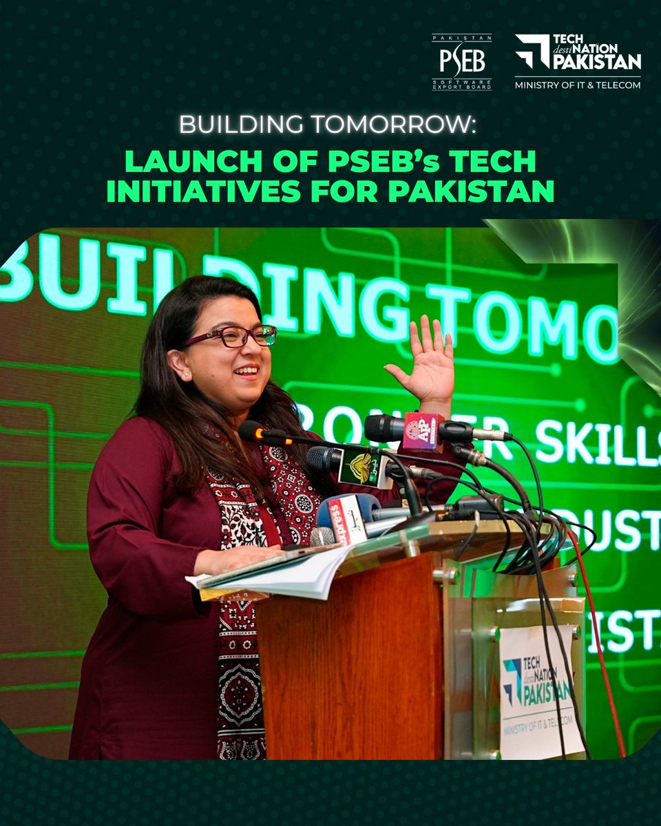 PSEB's tweet image. Federal Minister for IT &amp;amp; Telecom, Ms. Shaza Fatima Khawaja, inaugurated the Prime Minister’s SkillTech Pakistan initiative, spearheaded by the PSEB, to uplift Pakistan’s tech industry. 

#skilltechpakistan #pmskilltechpak #BuildingTomorrow #DigitalPakistan