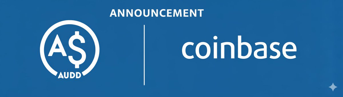 🇦🇺 Big news: <a href="/AUDD_digital/">AUDD</a>  on <a href="/coinbase/">Coinbase 🛡️</a> 🎉

From 29 Sept, trade, convert &amp; hold AUDD on Coinbase across Ethereum &amp; Base.
The first Australian stablecoin supported by Coinbase.

Fast. Compliant. AUD-backed.
👉 audd.digital/coinbase-partn…

#AUDD #Coinbase #Stablecoin #CryptoAustralia