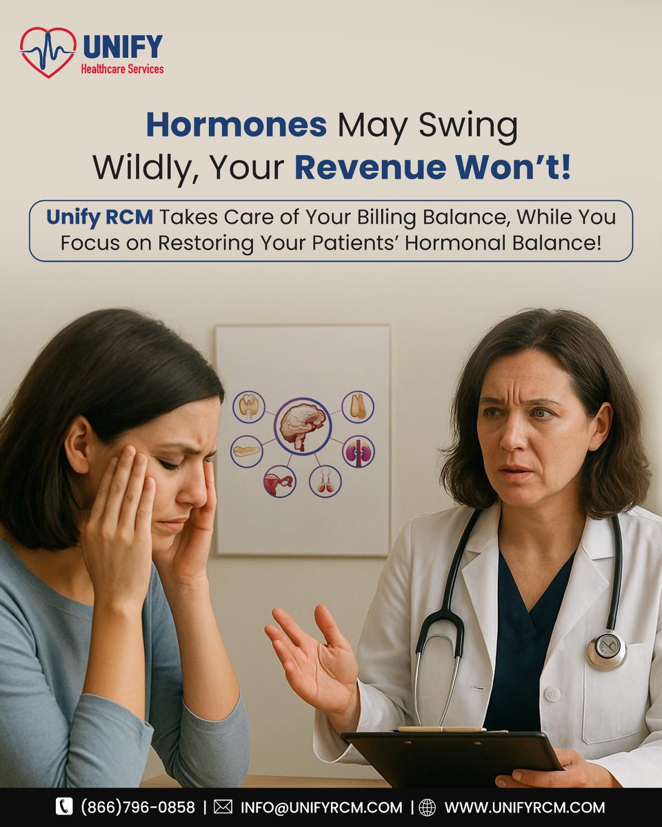 unifyrcm's tweet image. Hormones may swing up and down, but your revenue cycle shouldn’t.

At Unify Healthcare Services, we specialize in Endocrinology Billing with precision &amp;amp; care. We ensure your practice’s financial health stays in perfect balance.

#UnifyRCM #UnifyGroup #EndocrinologyBilling