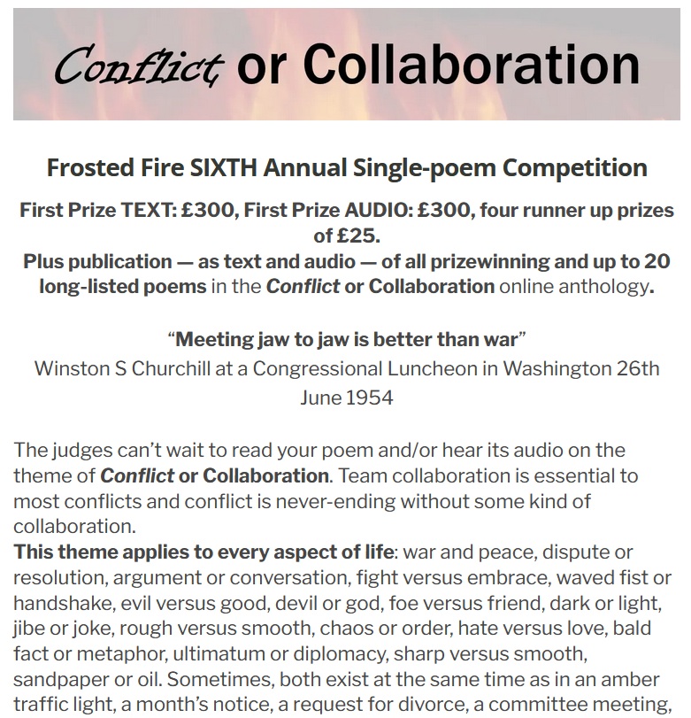WordsWildfire's tweet image. JUST 8 MORE DAYS OF EARLY-BIRD ENTRY FEES. Then it goes up on Oct 1 from £4 per poem or £17 for 5 to £5 per poem or £21 for 5. SIX cash prizes, including one for audio. Details and entries: wildfire-words.com/c-or-c/